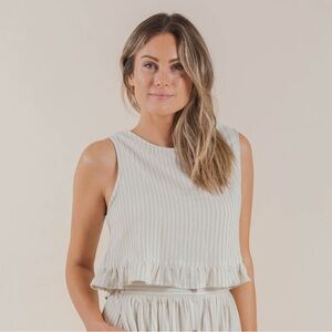 Rylee + Cru Beige Striped Top